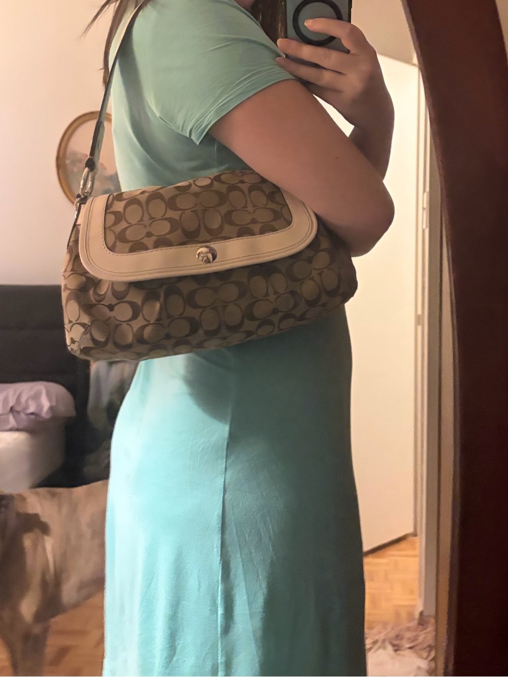 Coach Soho Signature Pleated Flap Shoulder Bag - Picture 9 of 10
